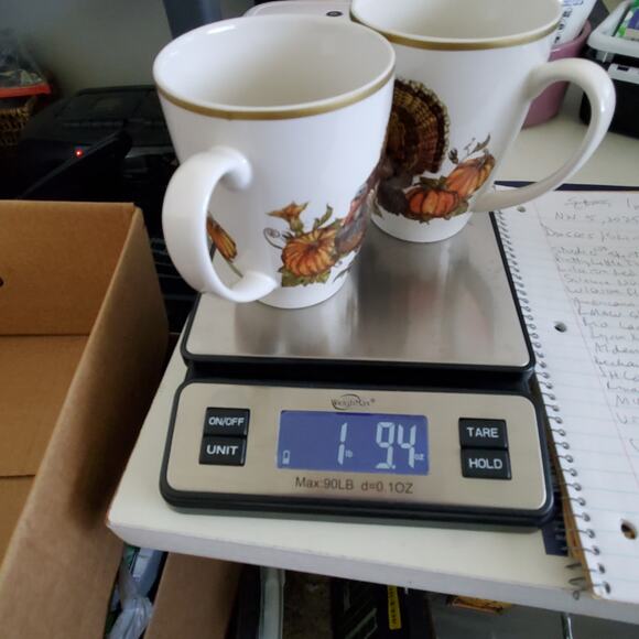 Pottery Barn Heritage Turkey Mugs Set of 2 Thanksgiving Coffee Stoneware Harvest - Picture 13 of 15